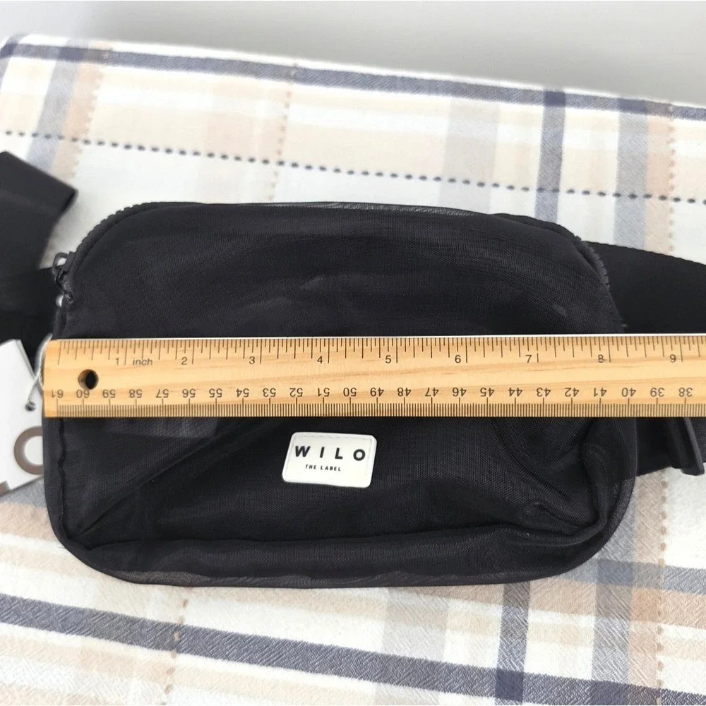 Wilo The Label Active Sheer Belt Bag Black Mesh Fanny Pack Anthropologie NWT